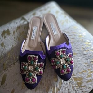 Chic Embellished Purple Mules